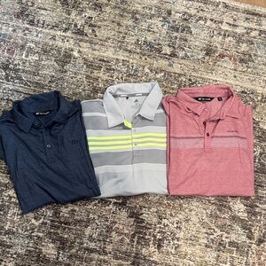 Travis Mathew and Adidas Men's Polo Shirts - Navy, Gray, and Red